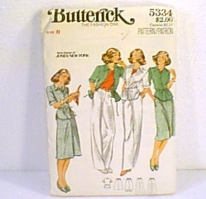 Rena Rowan Jones NY Misses Jacket Skirt Pants Butterick Pattern 5334 Sz 8 Uncut