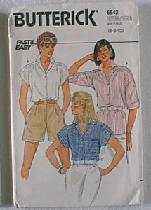 Misses Blouse Top Butterick Sewing Pattern 6542 Sz 6 8 10 Uncut