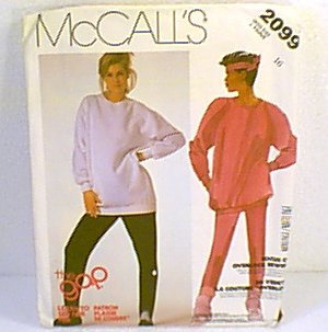 The Gap Top & Pants Stretch Knit McCalls Sewing Pattern 2099 Sz 16 1985 Uncut