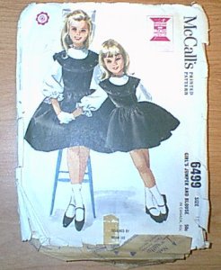 Girls Jumper Top Blouse Sz 10 McCalls Sewing Pattern 6499 Sz 10 Old Cut