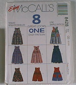 8 in 1 Jumper Romper Toddler Sz 2 3 4 McCalls Swing Pattern 8428 Uncut