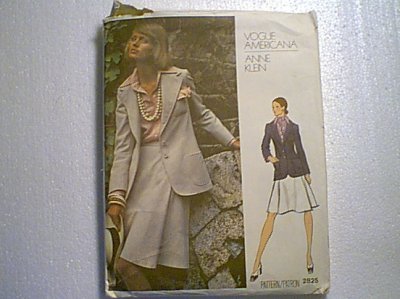 Anne Klein Vogue Americana Misses Suit Jacket Skirt Sewing Pattern 2825 Sz 14