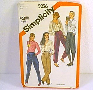 Misses Pants Knickers Jodnpurs Simplicity Sewing Pattern 5236 Sz 8 Uncut