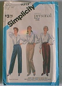 Personal fit Pants for Stretch Knit Simplicity Sewing Pattern 6519 Sz 12 Miss Uncut