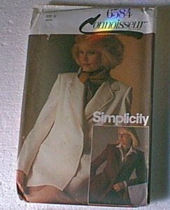 Connoisseur Misses Single & Double Breasted Jacket Simplicity Sewing Pattern 6584 Sz 12 Miss Uncut