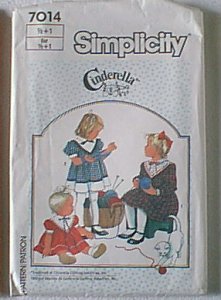 Cinderella Toddlers Dress Simplicity Sewing Pattern 7014 Sz ½ 1 Uncut