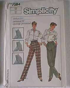 Misses Pants Slacks Simplicity Sewing Pattern 7584 Sz 12 Uncut