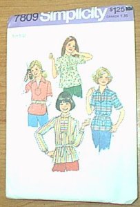 Young Jr / Teens Pullover Tops Simplicity Sewing Pattern 7809 Sz 9/10 Uncut