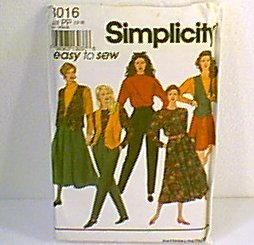 Misses Skirts 2 Lengths Pants Top Blouse Lined Vest Simplicity Sewing Pattern 8016 Sz 12 - 18 Uncut