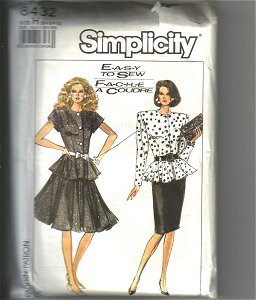 Misses Skirt & Fitted Top Blouse Simplicity Sewing Pattern 8432 Sz 6 8 10 Uncut