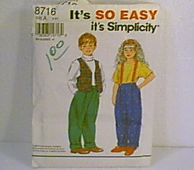 Childs Pants & Lined Vest Simplicity Sewing Pattern 8716 Sz 2 - 6X Uncut