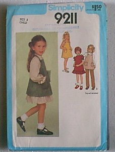 Childs Dress Sundress Jumper Pants Simplicity Sewing Pattern 9211 Sz 3 Child Uncut