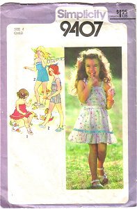 Child 2 Pc Dress 2 Pc Playsuit Simplicity Sewing Pattern 9407 Sz 4 Child Cut