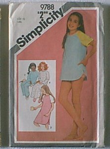 Girls Pullover Nightshirt Pajamas Baby Dolls Simplicity Sewing Pattern 9788 Sz 12 Girl Uncut