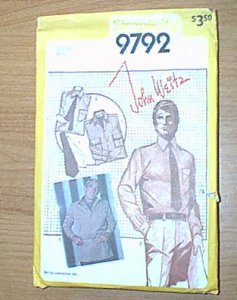 Mens Shirt Jacket Ascot Tie Simplicity Sewing Pattern 9792 Sz 40 Men Cut