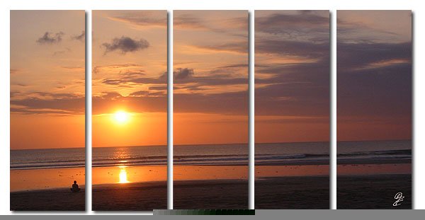 5 PIECES ABSTRACT OIL PAINTING ON CANVAS 12"X32"X5 PIECES