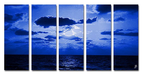 5 PIECES ABSTRACT OIL PAINTING ON CANVAS 12"X32"X5 PIECES