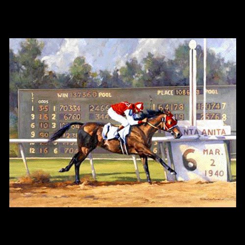 HORSE RACING OIL PAINTING ON CANVAS 20"X24"