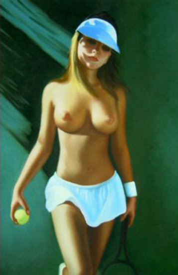NUDE TENNIS STAR OIL PAINTING ON CANVAS