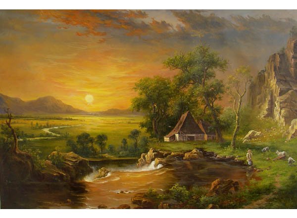SUN SET OIL PAINTING ON CANVAS 20"X24"