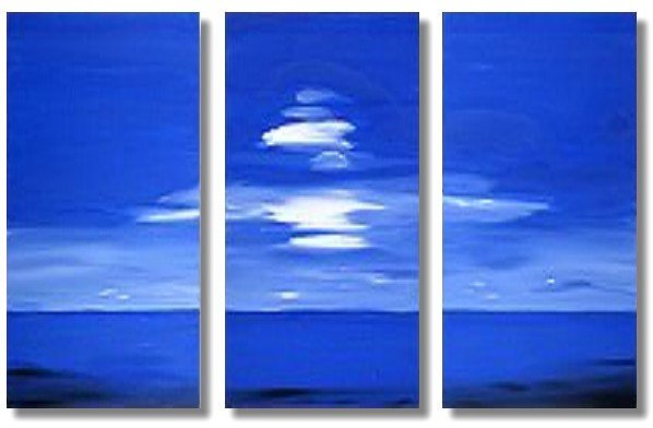 3 PIECES ABSTRACT OIL PAINTING ON CANVAS 12"X32"X3 PIECES