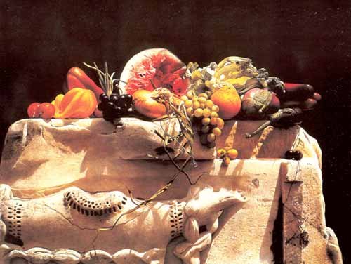 FRUITS AND FLOWERS OIL PAINTING ON CANVAS 20"X24"