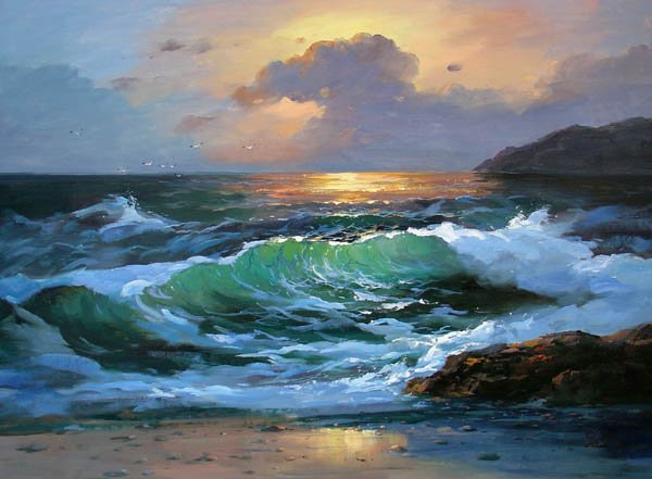 BOAT-SEA 001 OIL PAINTING ON CANVAS 20"X24"