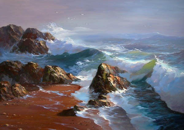 BOAT-SEA 020 OIL PAINTING ON CANVAS 20"X24"