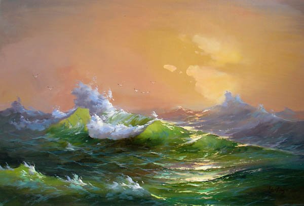 BOAT-SEA 021 OIL PAINTING ON CANVAS 20"X24"
