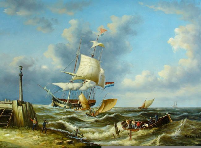 BOAT-SEA 029 OIL PAINTING ON CANVAS 20"X24"