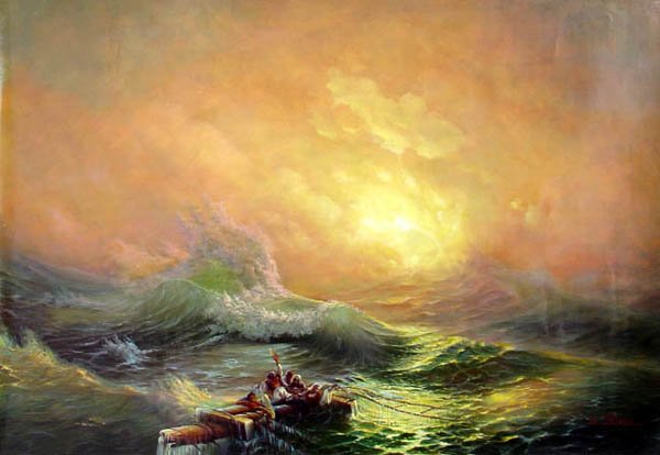 BOAT-SEA 031 OIL PAINTING ON CANVAS 20"X24"
