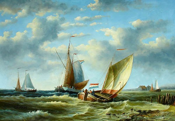 BOAT-SEA 032 OIL PAINTING ON CANVAS 20"X24"