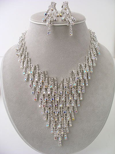 "Ice" AB Rhinestones Sparkle like ICE Necklace/Earring Set Reg $149.99