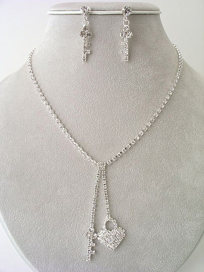 Heart & Key Necklace/Earring Set Reg $46.99