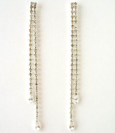 2 Inch Rhinestone Straight Drop Earrings Reg $32