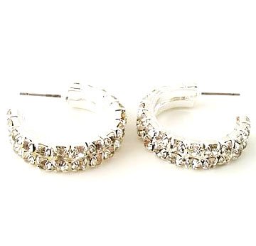 Fancy 2 Row Rhinestone 1 inch Hoops Reg $21.99