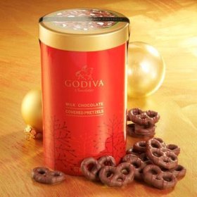 Holiday Milk Chocolate Covered Pretzel Canister