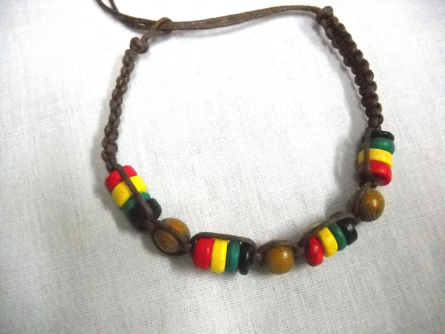 Reggae Chocolate Brown Macrame Rasta Wooden Beads Tie On Bracelet Ankle