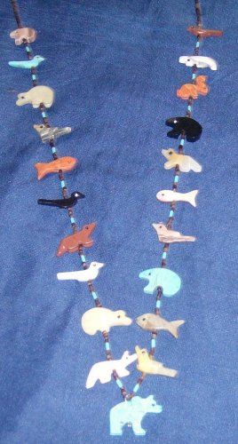 1 Strand Necklace-Turquoise Grizzly Bear Bottom