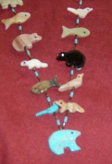 1 Strand Necklace-Turquoise Heartline Bear Bottom
