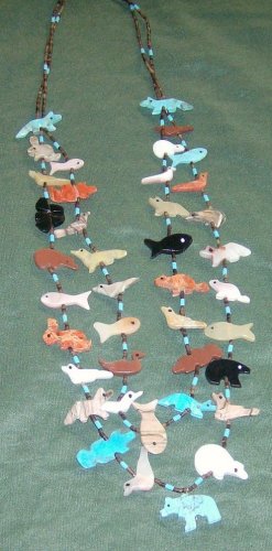 2 Strand Necklace-Turquoise Grizzly Bear Bottom