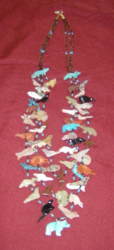 3 Strand Necklace-Turquoise Grizzly Bear Bottom