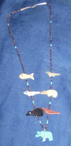 Mini Necklace-Turquoise Grizzly Bear Bottom