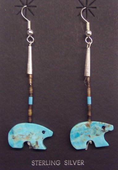 Single Dangle Turquoise Earrings-Bear