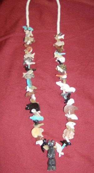 Stack Necklace with Black Marble Standing Bear Bottom