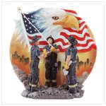 fireman raising flag plate