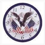 Wood Eagle and Flag Clock