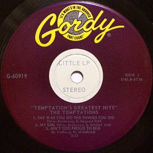 Temptations, The - Greatest Hits - 7" Vinyl EP Record on Gordy - Six ...