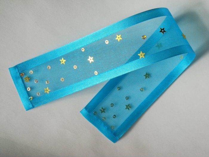 TURQUOISE DAZZLE - Turquoise Blue Ribbon Bookmark with Sequin Embelishment