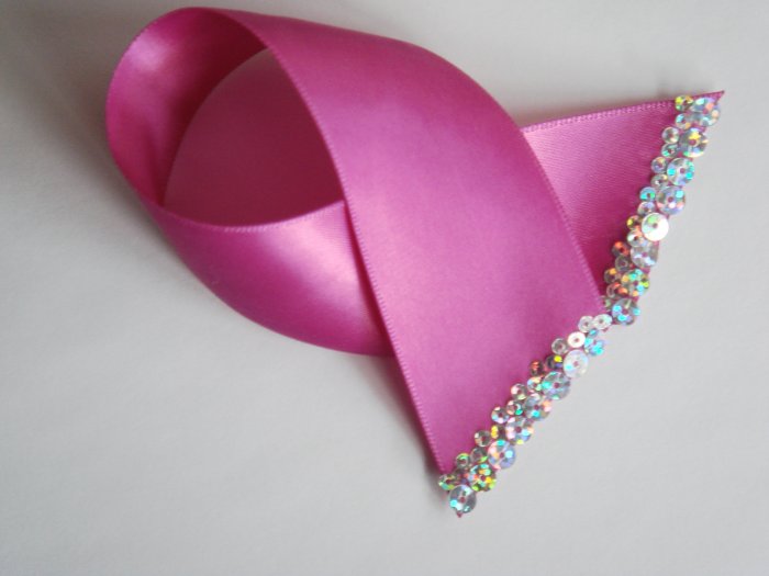 FUSCHIA FLARE - Hot Pink Satin Ribbon Bookmark with Hologram Sequin Edge